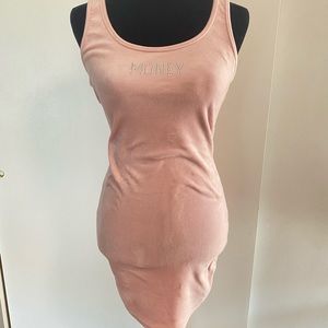 Pink velour-like retro 2000s dress